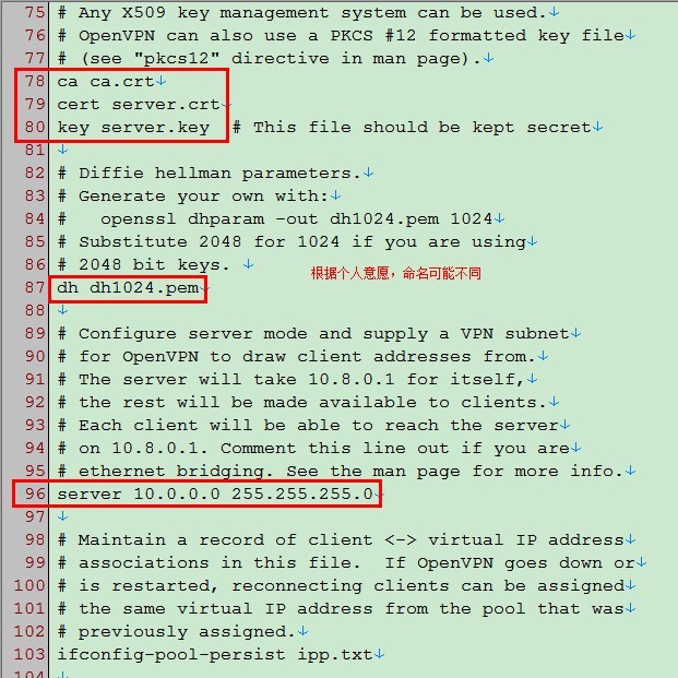 OpenVPN_Server配置文件截图2